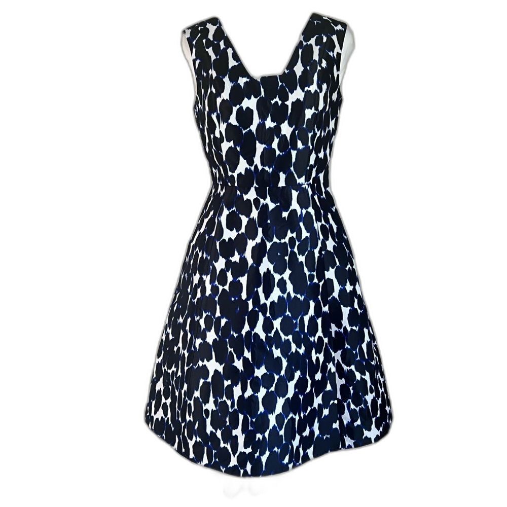 Kate Spade Be Daring Fit & Flare Leopard Print Black Blue Cocktail